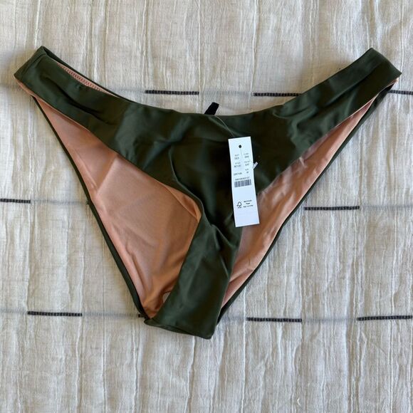 J. Crew Curved Waist Cheeky Bikini Bottom Green Size Medium NWT - Picture 5 of 11